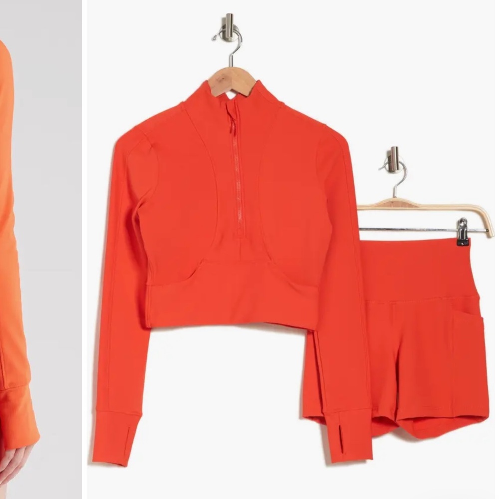 Academy Crop Rib Half-Zip Pullover And shorts set - Picture 3 of 5